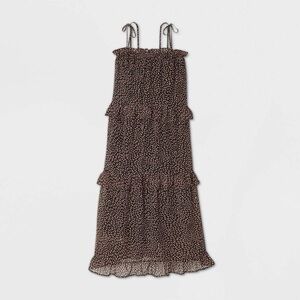 Who What Wear | Black and Pink Abstract Patterned Tiered Maxi Dress | Sz S